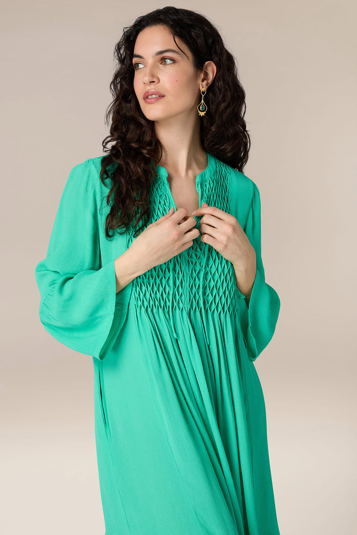 Sahara GRD5581-MOD Emerald Green Morrocain Smocked Dress - Experience Boutique