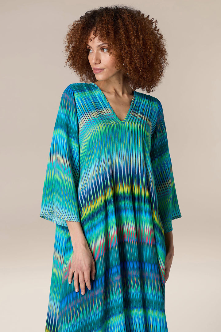 Sahara GRD5798-IZZM Turquoise Blue Zig Zag Print Dress - Experience Boutique