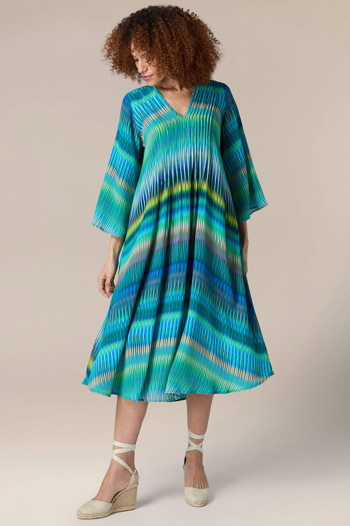 Sahara GRD5798-IZZM Turquoise Blue Zig Zag Print Dress - Experience Boutique