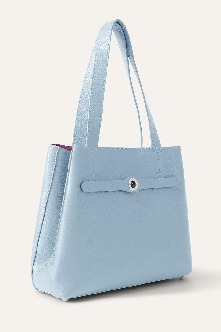 Sarah Haran Tote Bag Duck Egg Blue With Silver Hardware