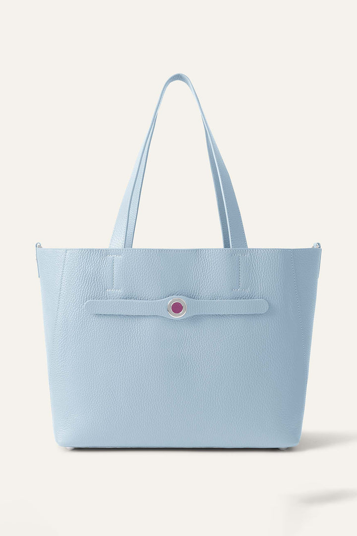 Sarah Haran Tote Bag Duck Egg Blue With Silver Hardware