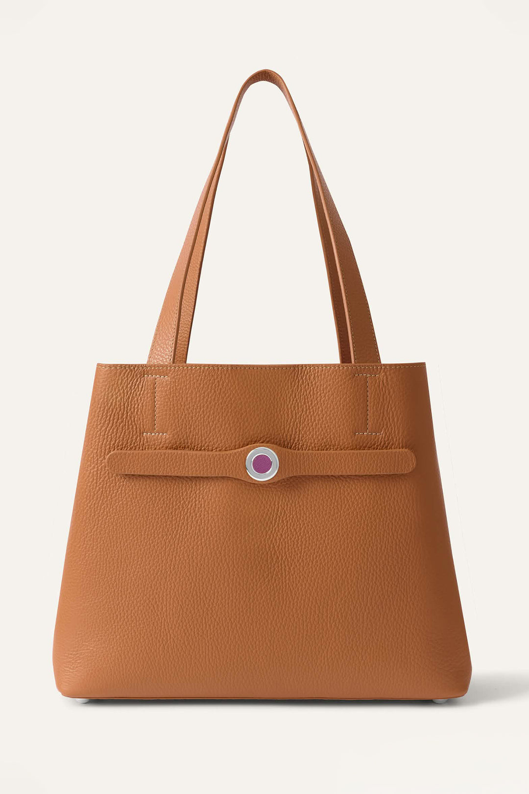 Sarah Haran Tote Bag Tan Brown With Silver Hardware