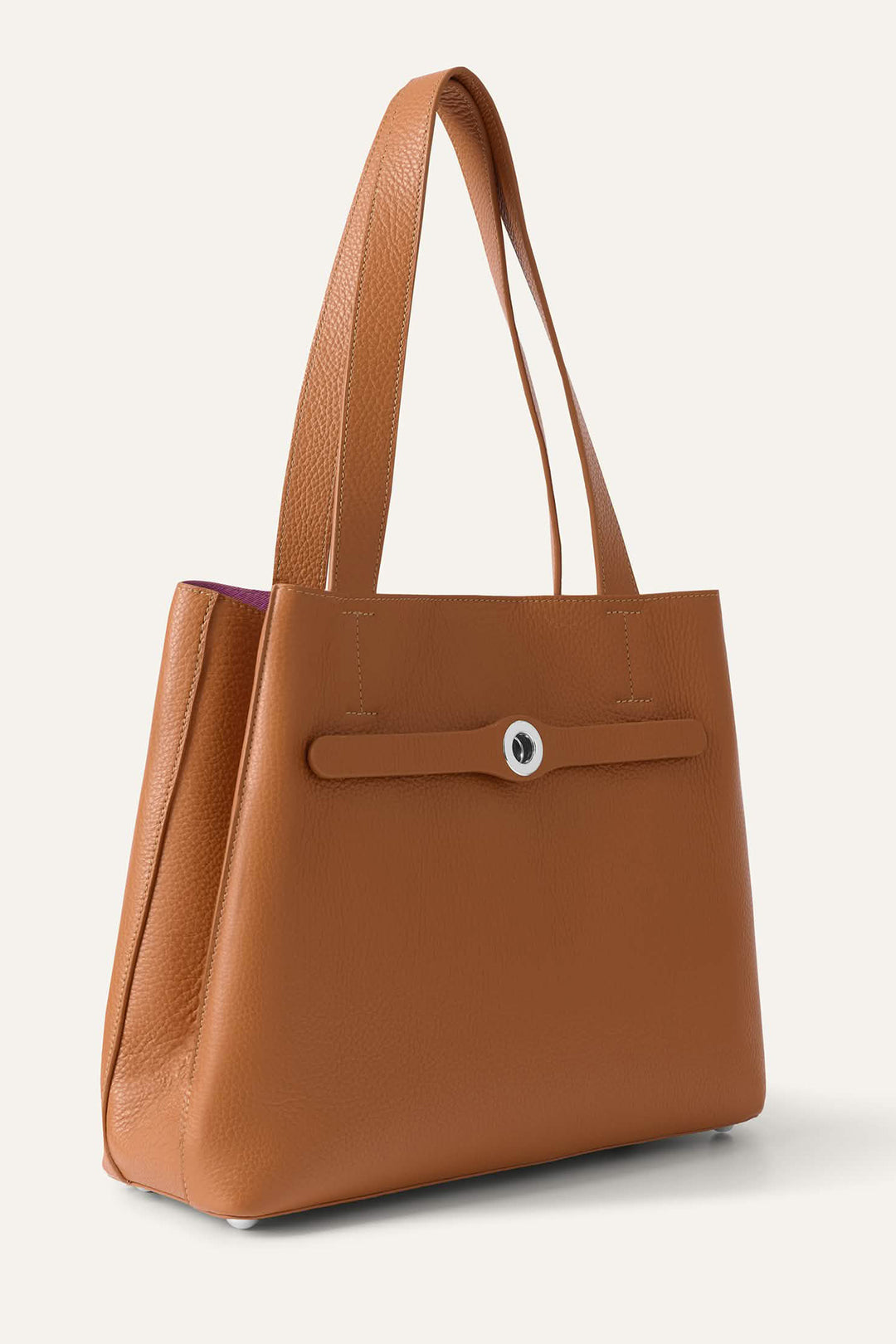 Sarah Haran Tote Bag Tan Brown With Silver Hardware