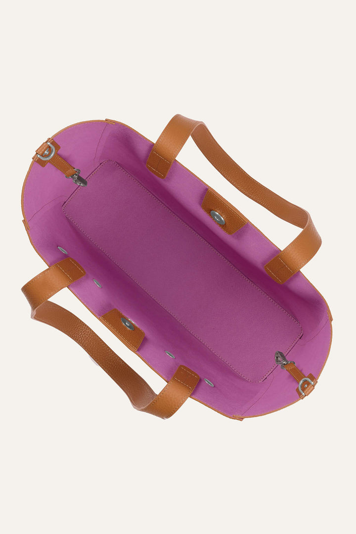 Sarah Haran Tote Bag Tan Brown With Silver Hardware