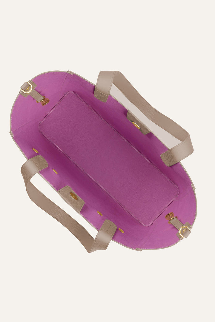 Sarah Haran Tote Bag Taupe With Gold Hardware