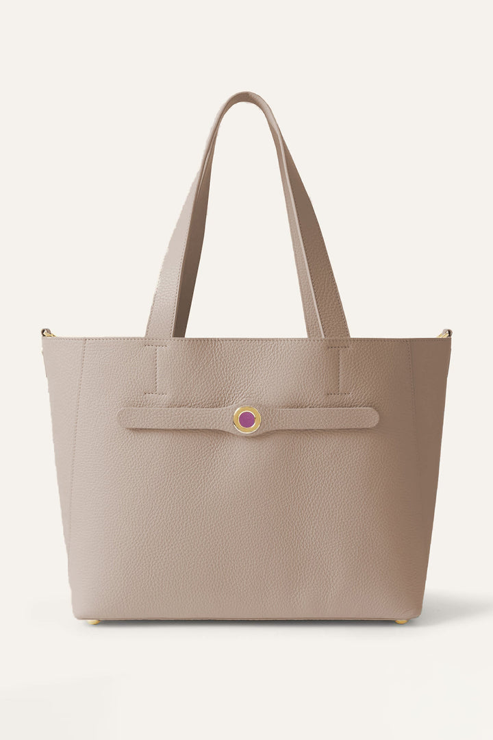 Sarah Haran Tote Bag Taupe With Gold Hardware