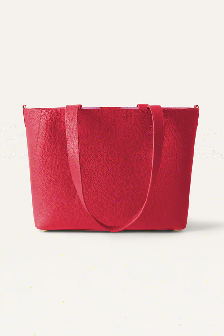 Red tote bag on a white background