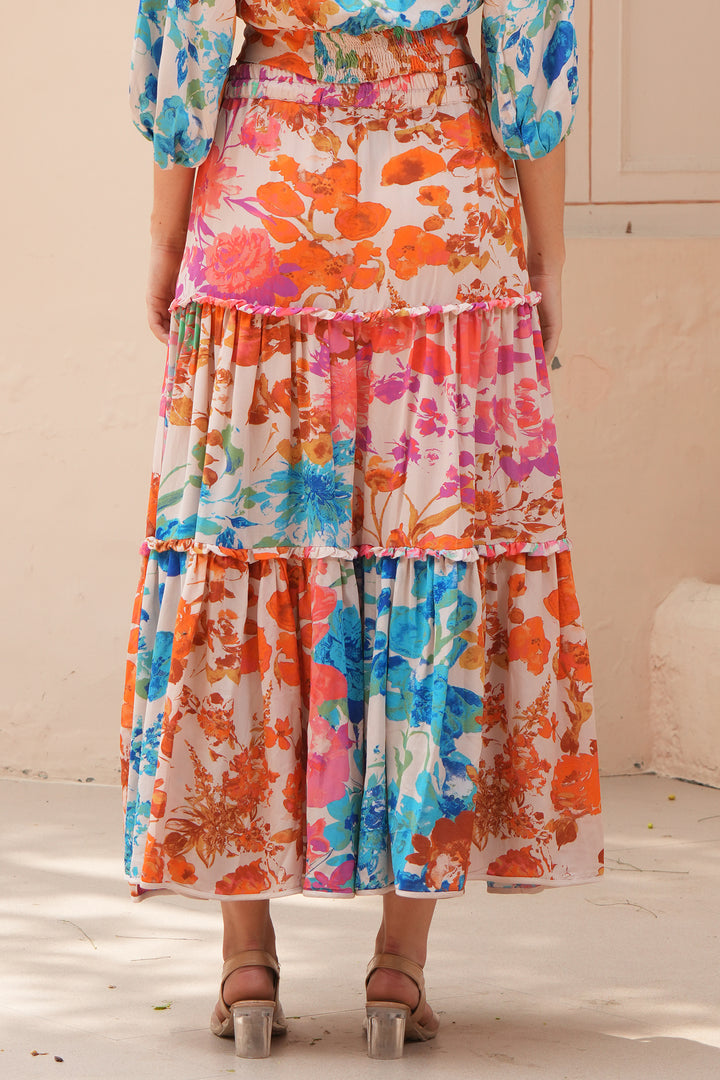 Stella Moretti Banjara Skirt Multicolour Isola De Gardenia Print - Experience Boutique