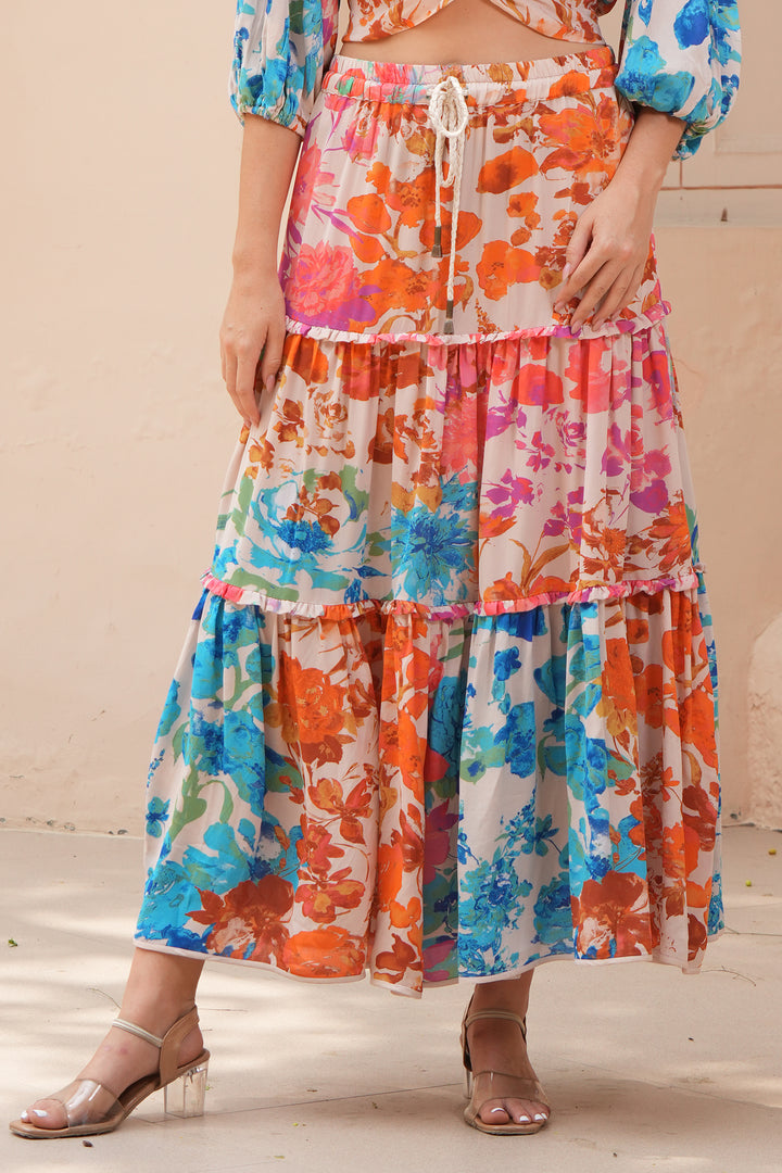 Stella Moretti Banjara Skirt Multicolour Isola De Gardenia Print - Experience Boutique