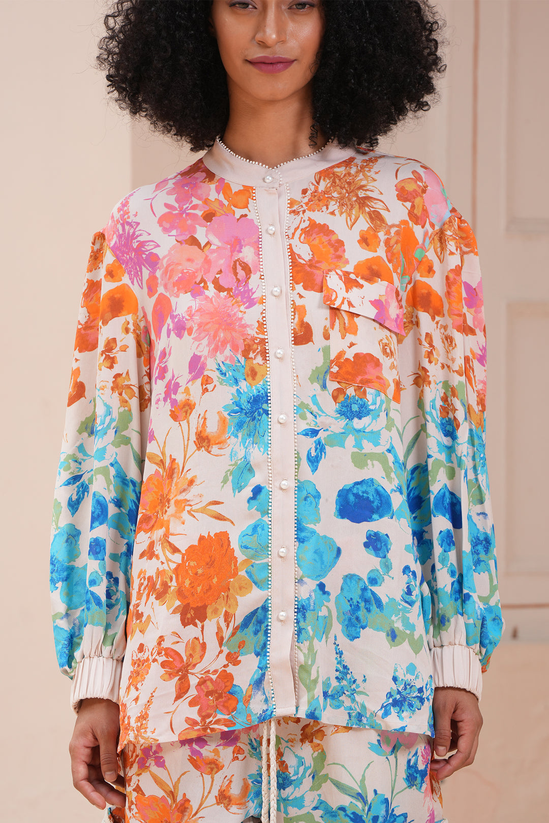 Stella Moretti Martha Blouse Top Multicolour Isola De Gardenia Print - Experience Boutique