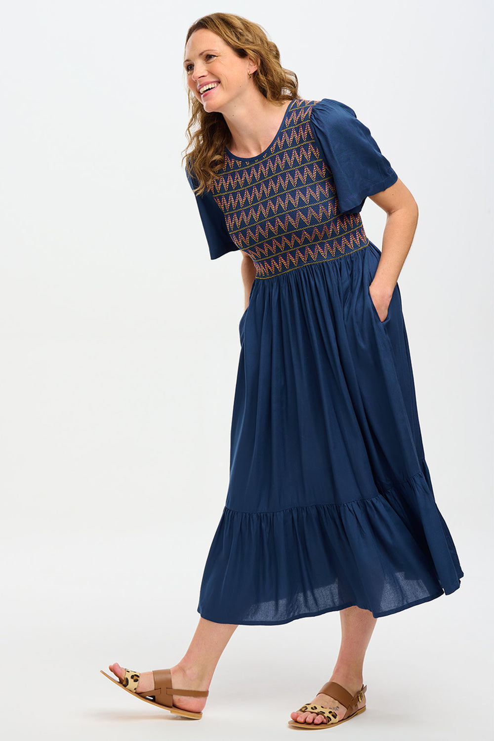 SUGARHILL BOUTIQUE Robe Portefeuille Femme Bleu Éléphants (EU 38
