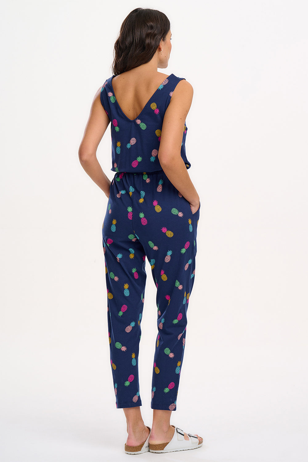 Sugarhill Brighton Dina Navy Pineapples Jersey Jumpsuit JS0201 - Experience Boutique