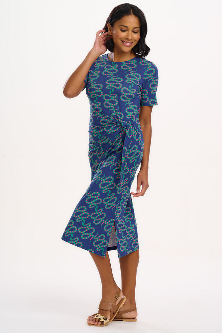 Sugarhill Brighton Emersyn Navy Star Snakes Jersey Midi Dress D1280 - Experience Boutique