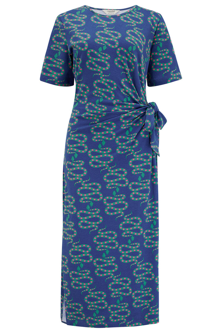 Sugarhill Brighton Emersyn Navy Star Snakes Jersey Midi Dress D1280 - Experience Boutique