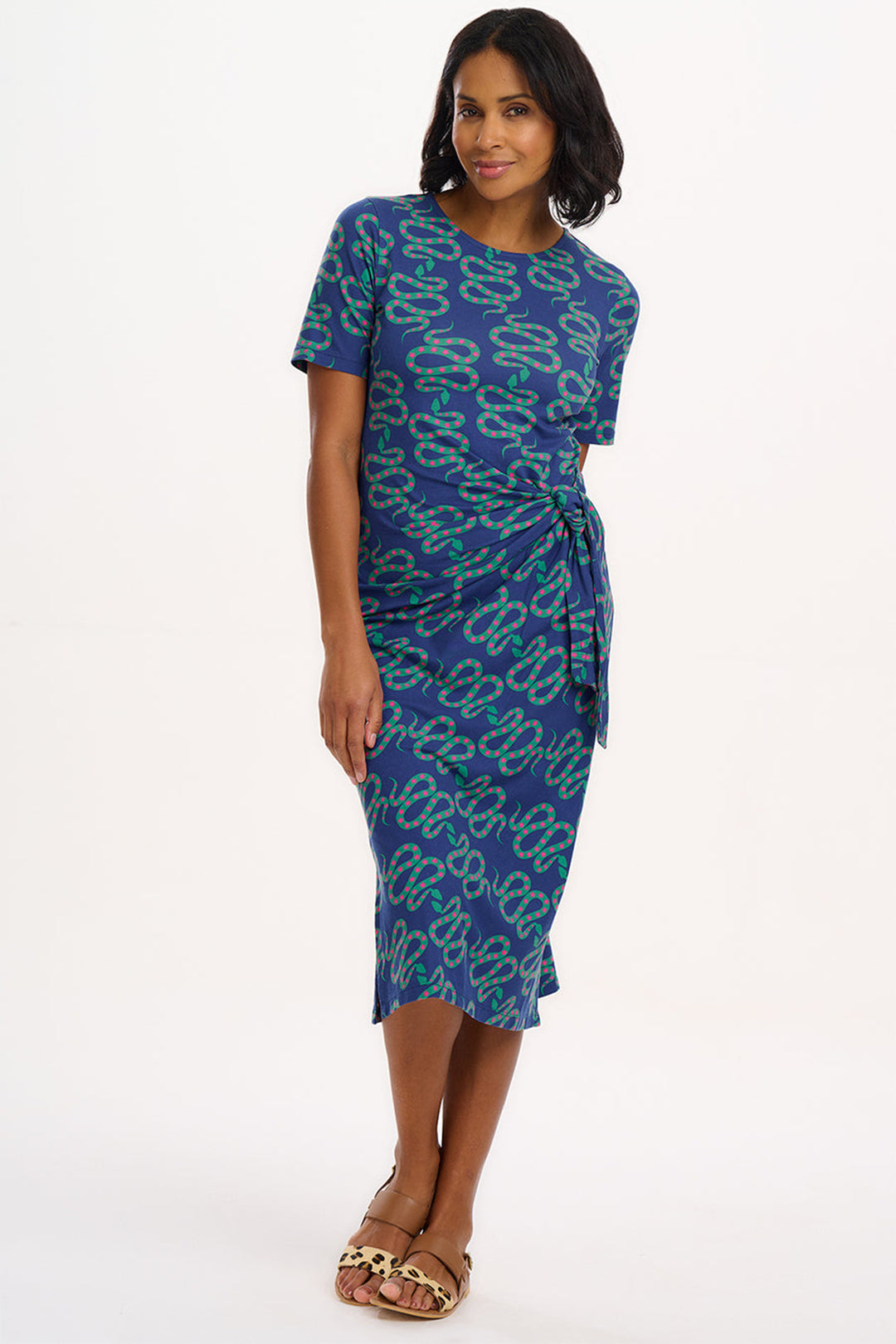 Sugarhill Brighton Emersyn Navy Star Snakes Jersey Midi Dress D1280 - Experience Boutique
