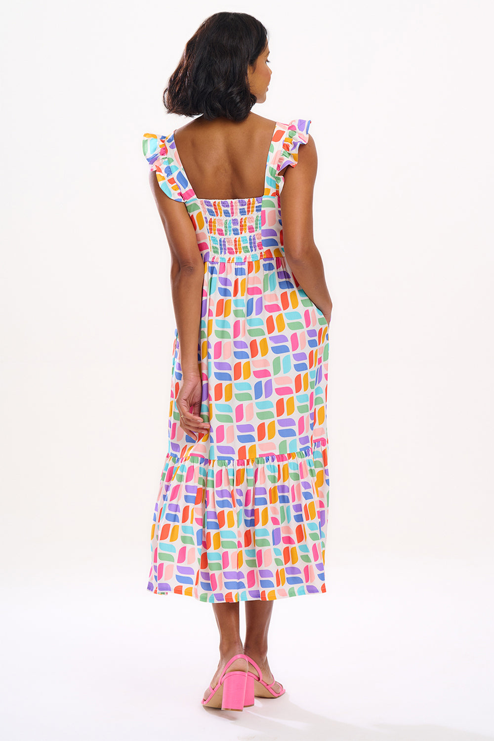 Sugarhill Brighton Estelle Off White Geometric Midi Dress D1277 - Experience Boutique