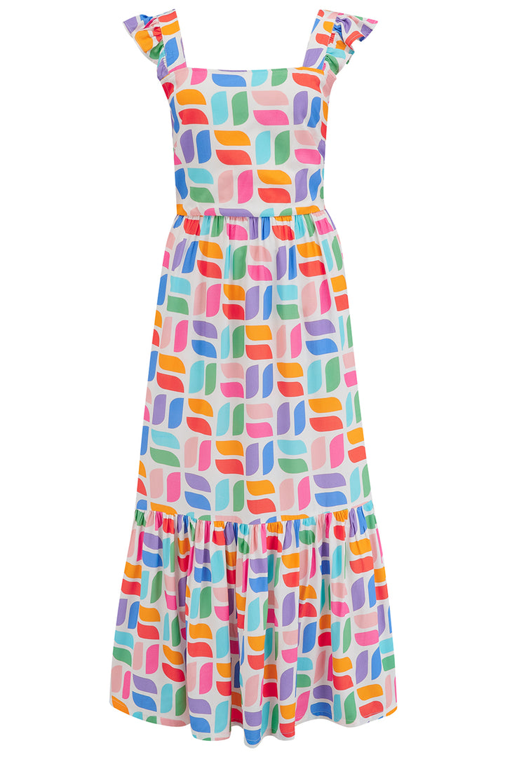 Sugarhill Brighton Estelle Off White Geometric Midi Dress D1277 - Experience Boutique