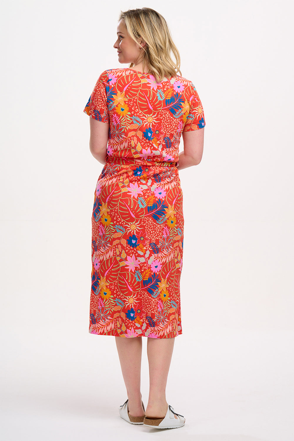 Sugarhill Brighton Flissy Red Painted Jungle Jersey Midi Dress D1288 - Experience Boutique