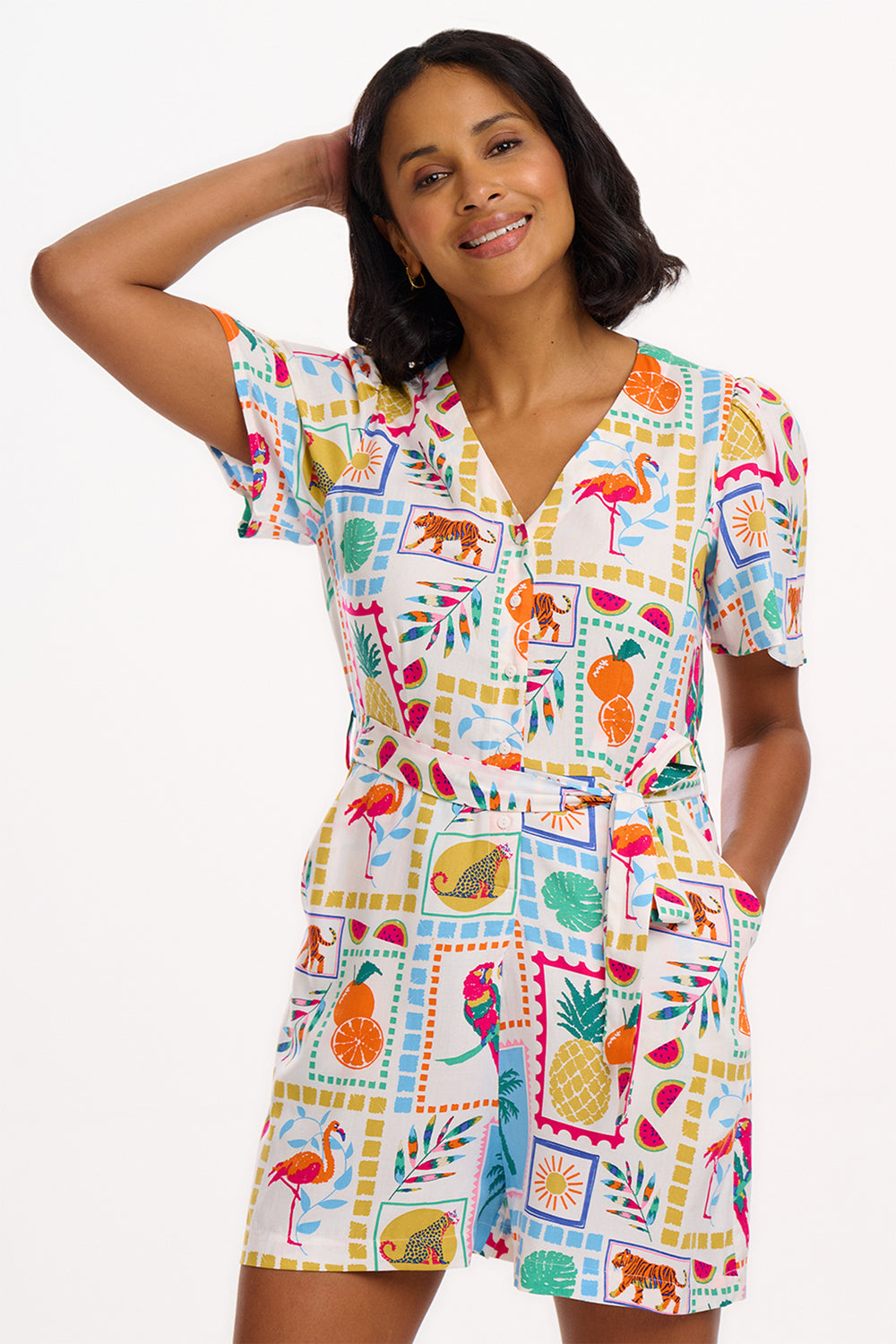 Sugarhill Brighton Gweneth Jungle Tile Playsuit JS0205 - Experience Boutique