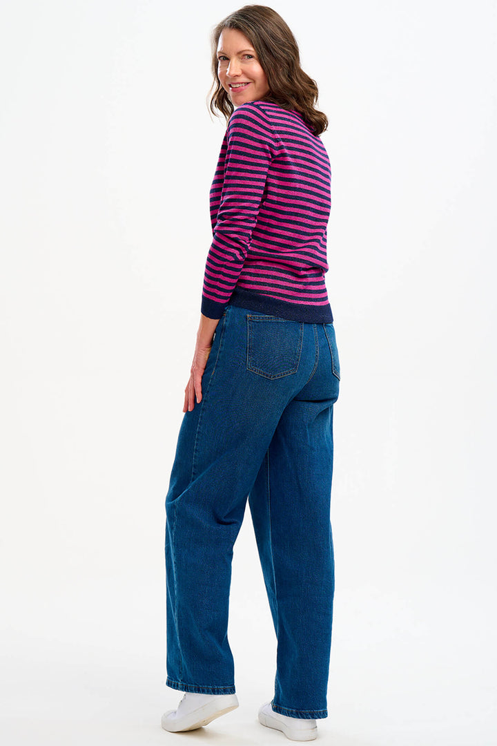 Sugarhill Brighton K0735 Navy & Pink Sparkle Stripe Rowena Jumper - Experience Boutique