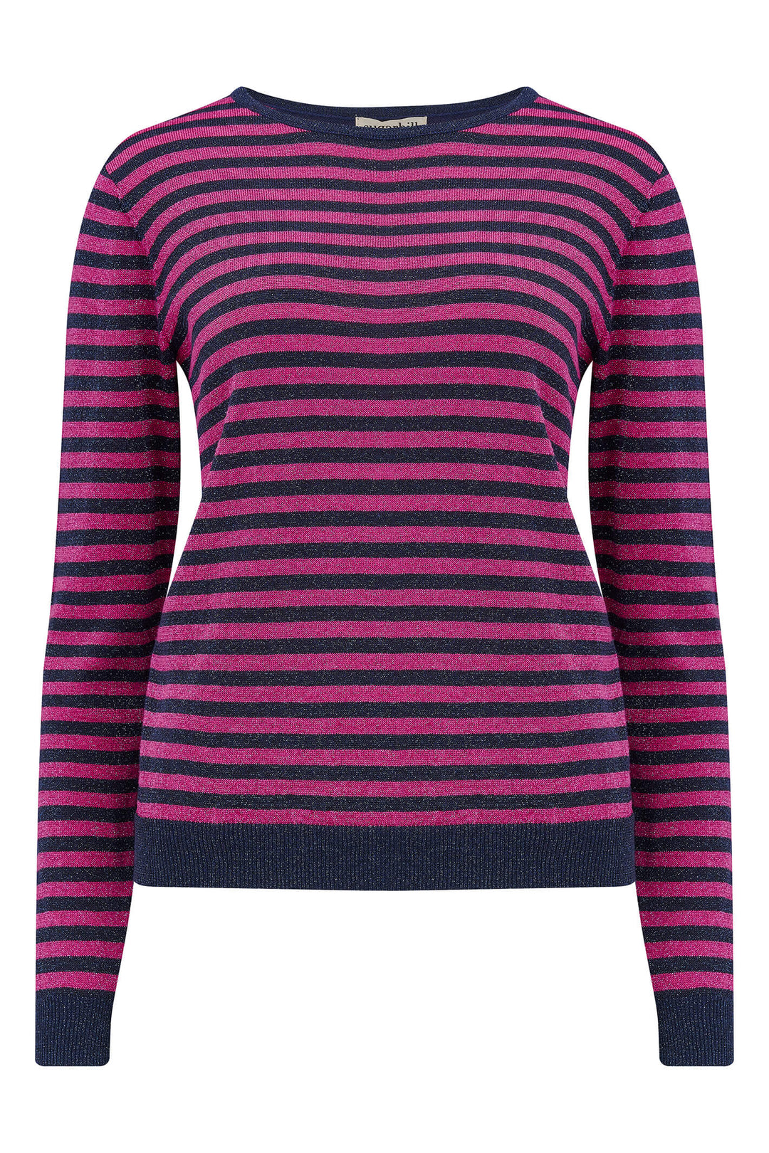 Sugarhill Brighton K0735 Navy & Pink Sparkle Stripe Rowena Jumper - Experience Boutique