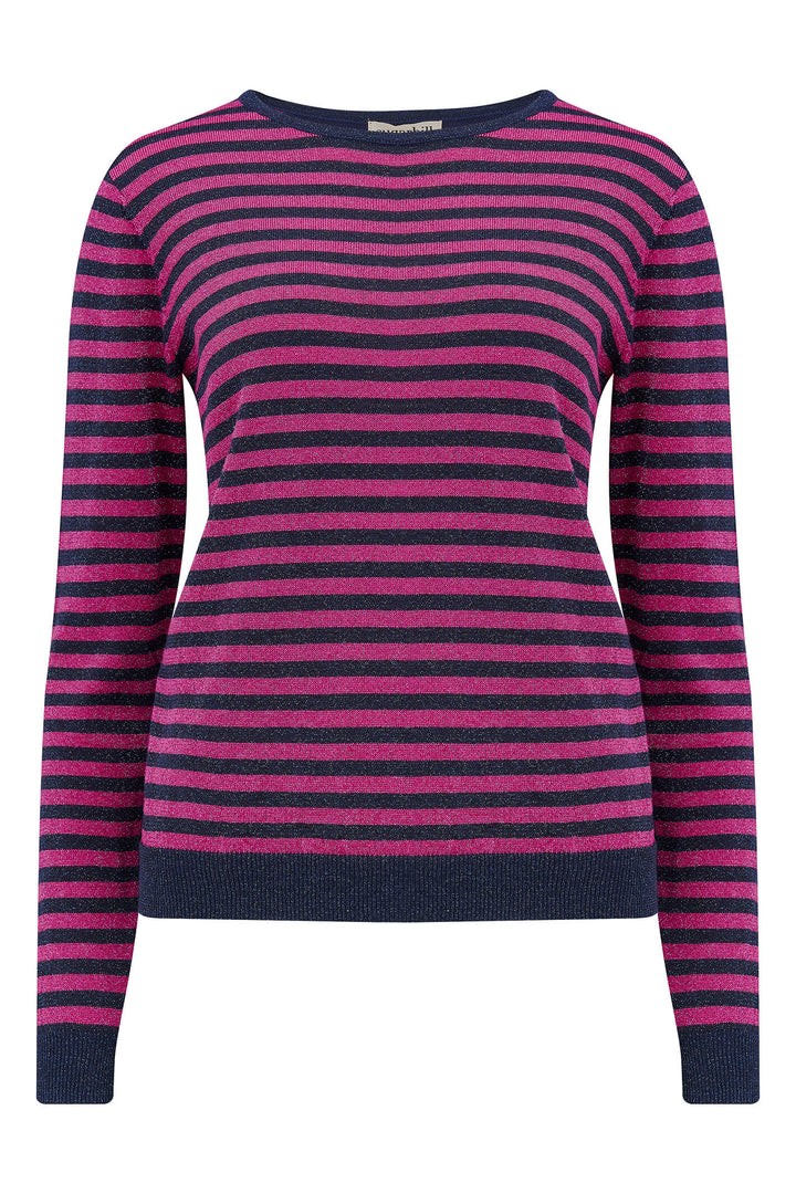 Sugarhill Brighton K0735 Navy & Pink Sparkle Stripe Rowena Jumper - Experience Boutique