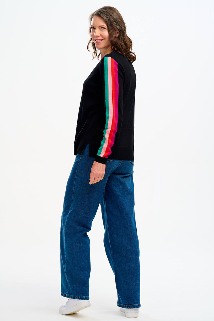 Sugarhill Brighton K0753 Black Sports Stripe Libby Jumper - Experience Boutique
