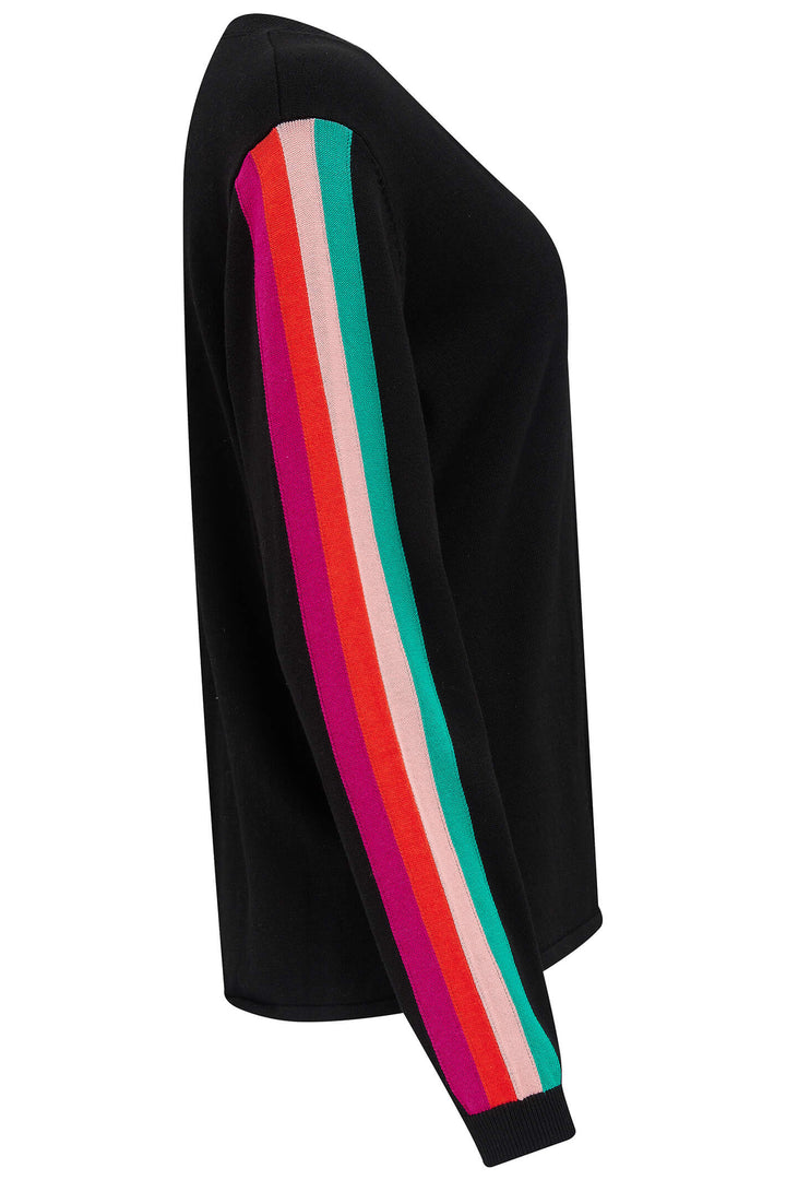 Sugarhill Brighton K0753 Black Sports Stripe Libby Jumper - Experience Boutique