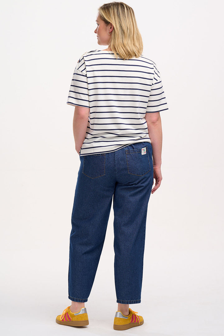 Sugarhill Brighton Kirby Breton T-Shirt Top Off White Navy Stripe T0885 - Experience Boutique