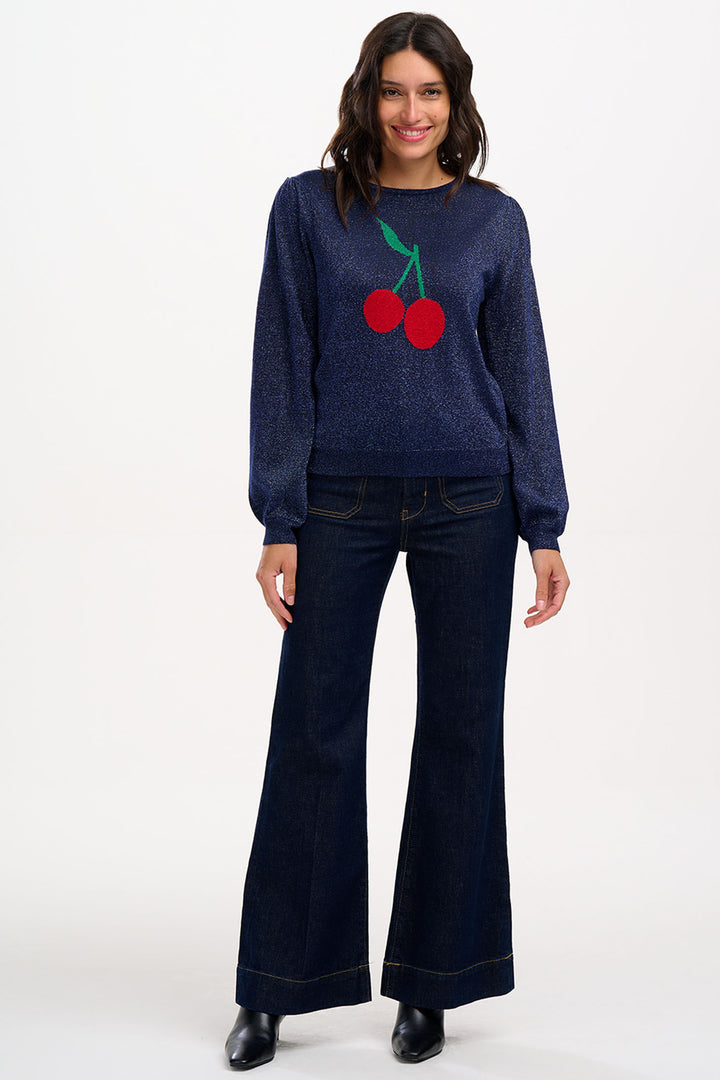 Sugarhill Brighton Navy Tiff Cherry Good Knitted Jumper - Experience Boutique