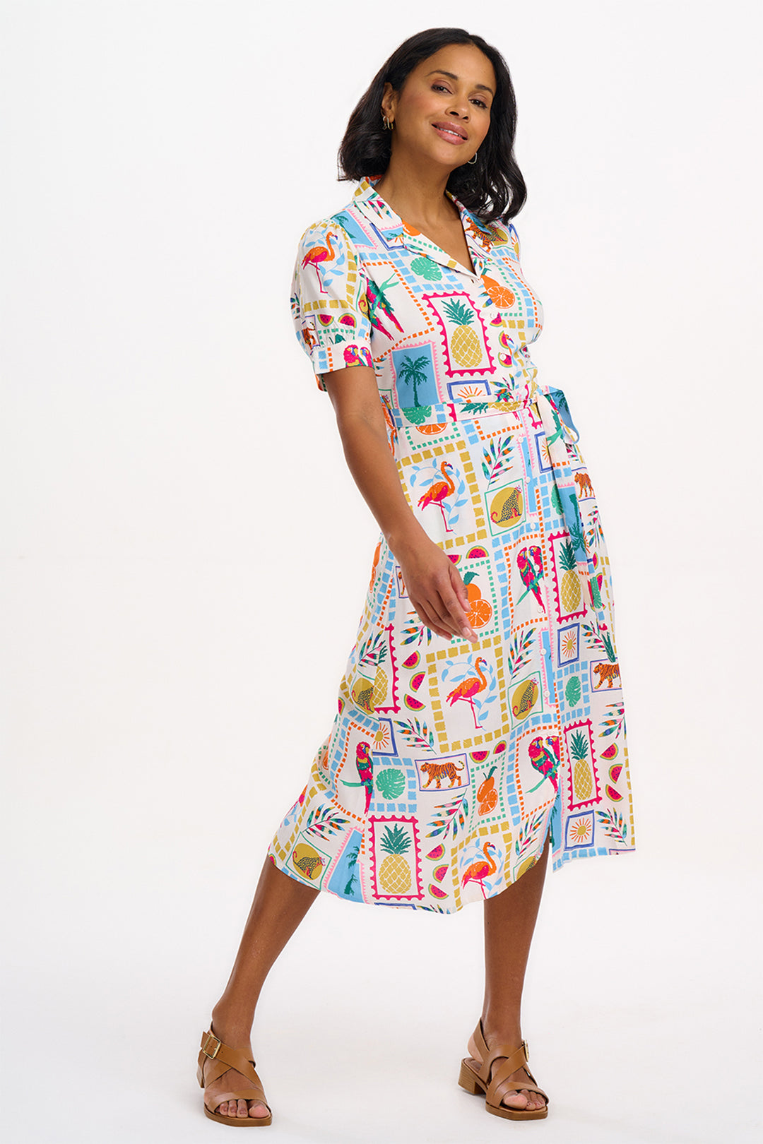 Sugarhill Brighton Penelope Jungle Tile Midi Dress D1263 - Experience Boutique
