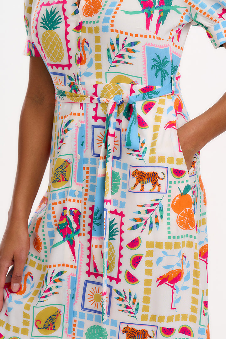 Sugarhill Brighton Penelope Jungle Tile Midi Dress D1263 - Experience Boutique