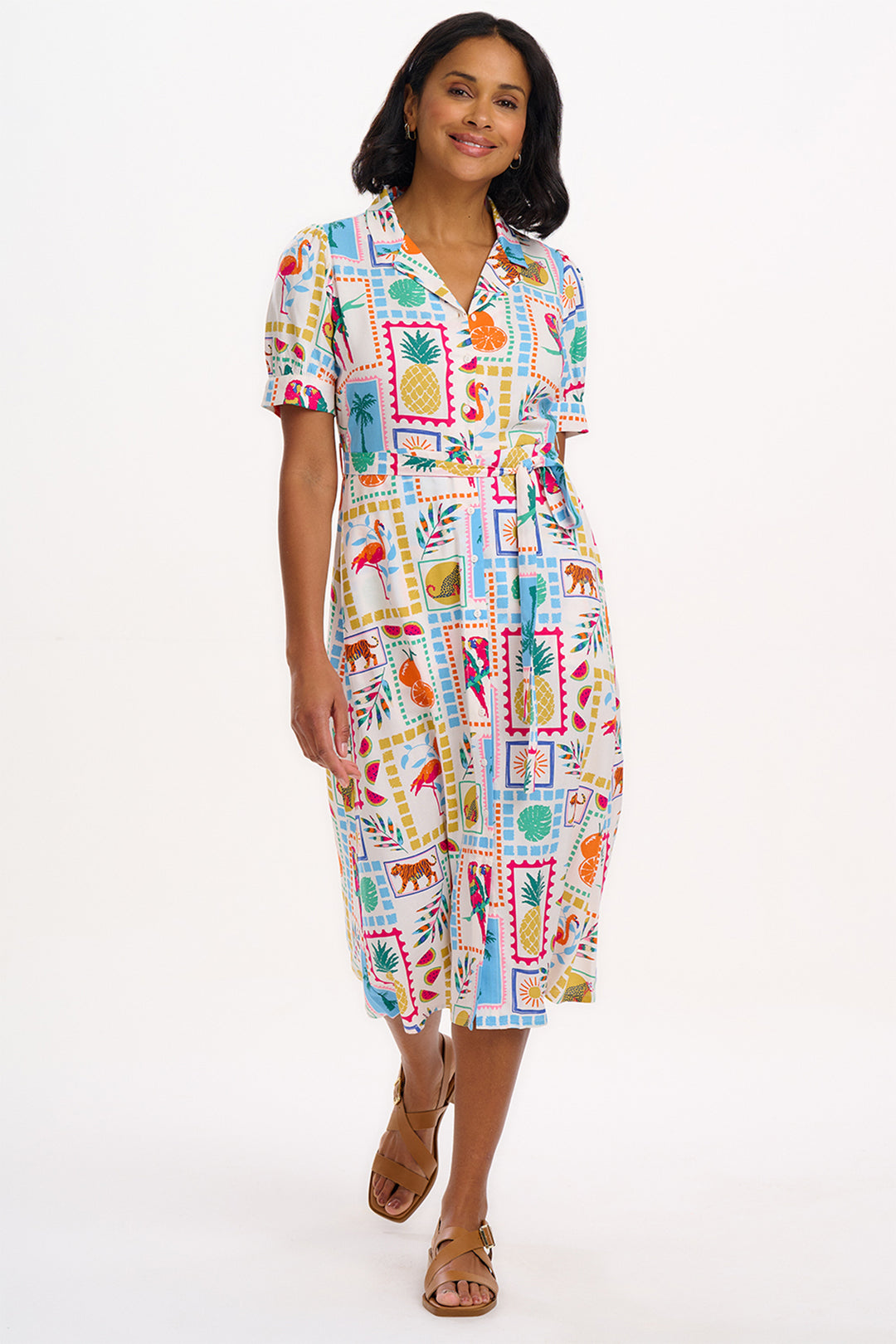 Sugarhill Brighton Penelope Jungle Tile Midi Dress D1263 - Experience Boutique