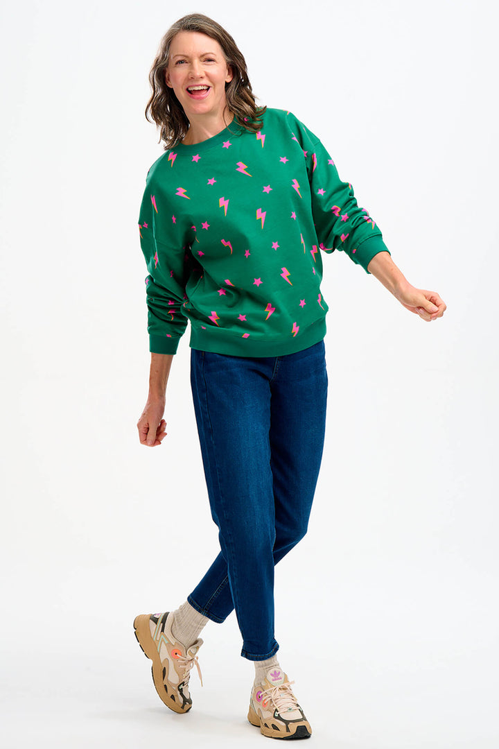 Sugarhill Brighton SW0140 Green Star Lightning Eadie Sweatshirt