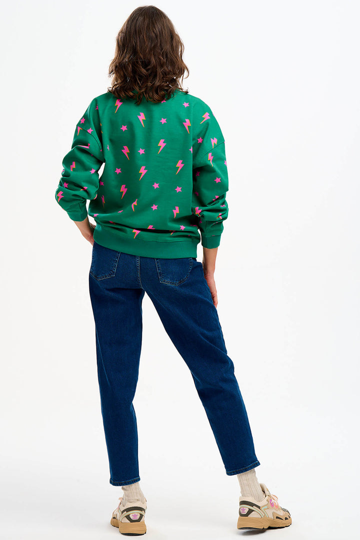 Sugarhill Brighton SW0140 Green Star Lightning Eadie Sweatshirt