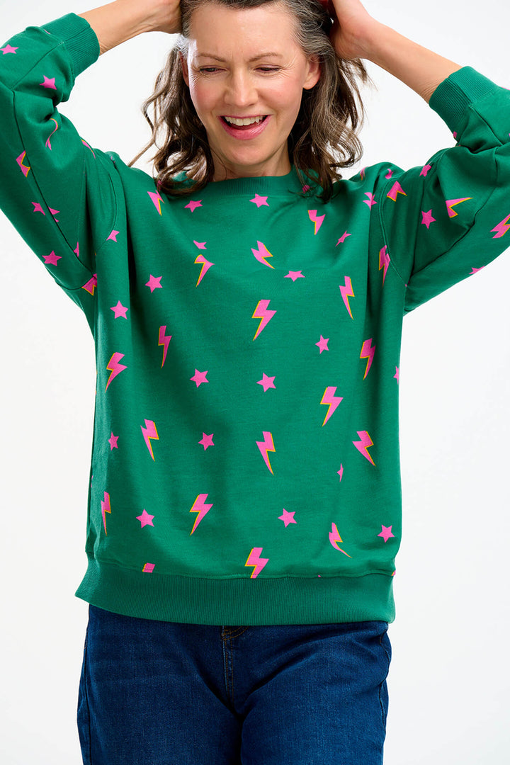 Sugarhill Brighton SW0140 Green Star Lightning Eadie Sweatshirt