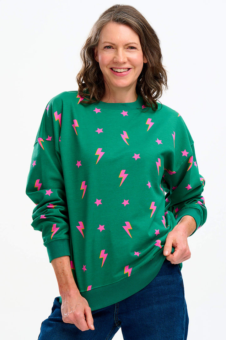 Sugarhill Brighton SW0140 Green Star Lightning Eadie Sweatshirt