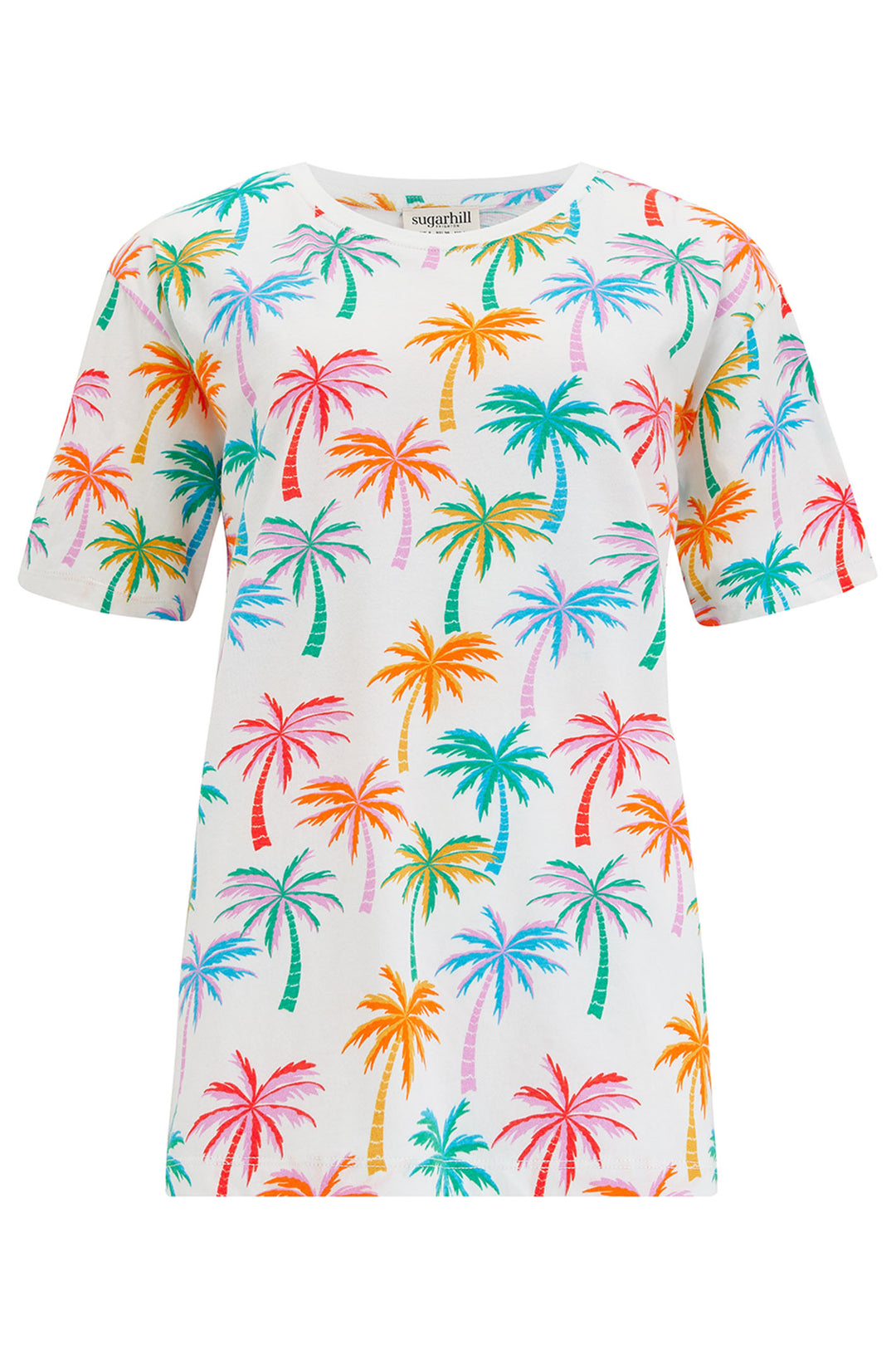 Sugarhill Brighton T0785 Kinsley White Rainbow Palms Relaxed T-Shirt - Experience Boutique