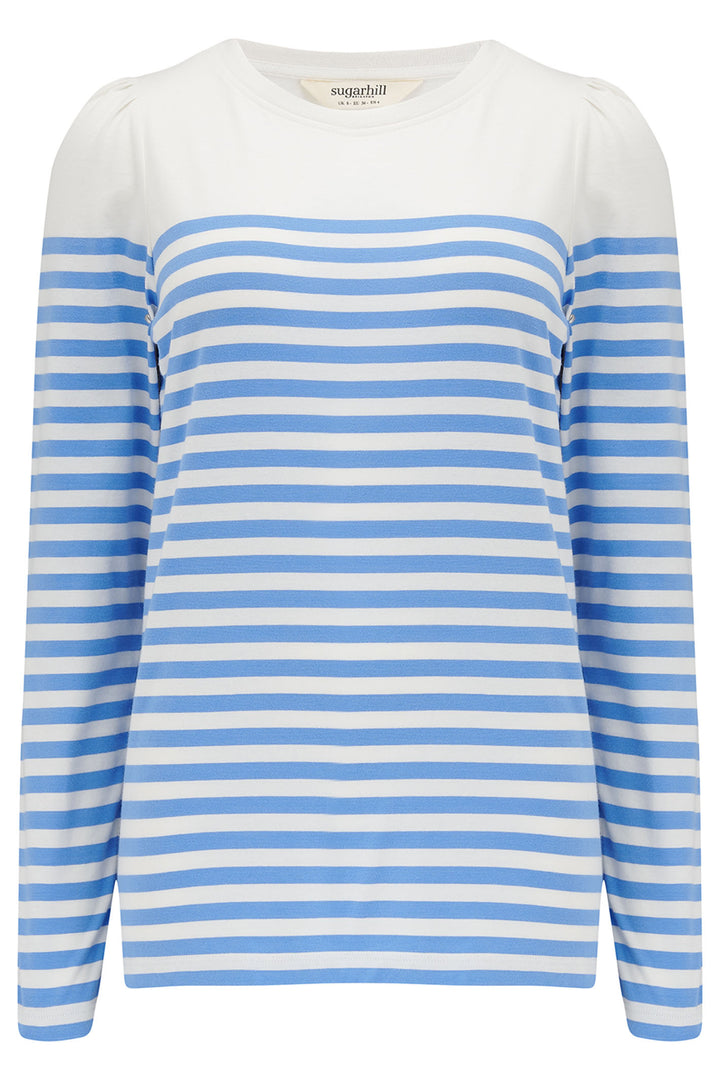 Sugarhill Brighton Umah Jersey Top Off-White French Blue Stripe T0902 - Experience Boutique