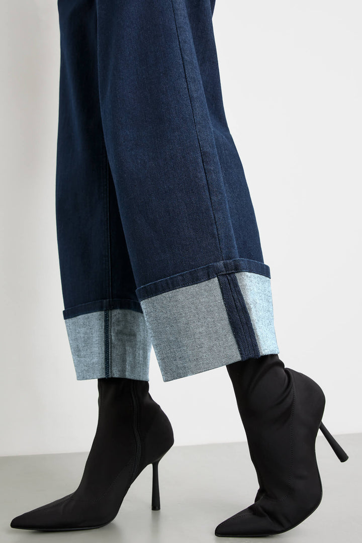 Taifun 420410 Dark Blue Denim Wide Leg Jeans - Experience Boutique