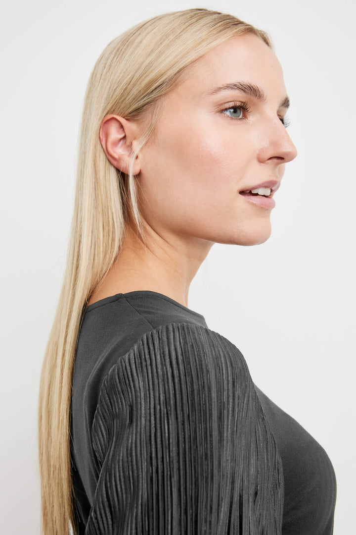 Taifun 471417 Black Balloon Sleeve Top - Experience Boutique