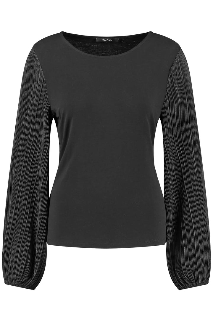 Taifun 471417 Black Balloon Sleeve Top - Experience Boutique
