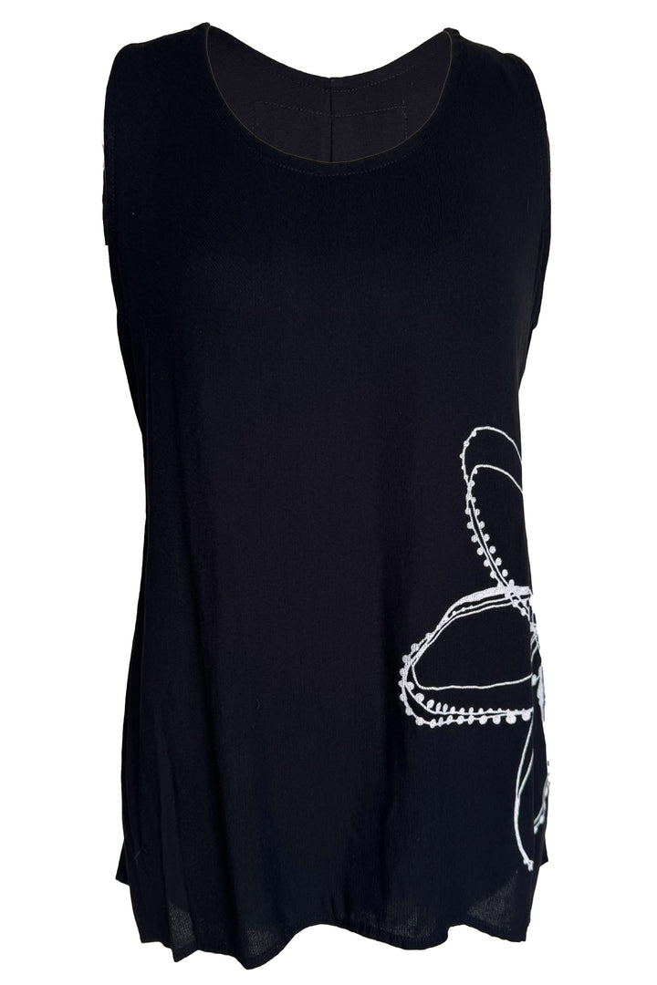 Tara Vao Laure Black White Vest Top 3082-B - Experience Boutique