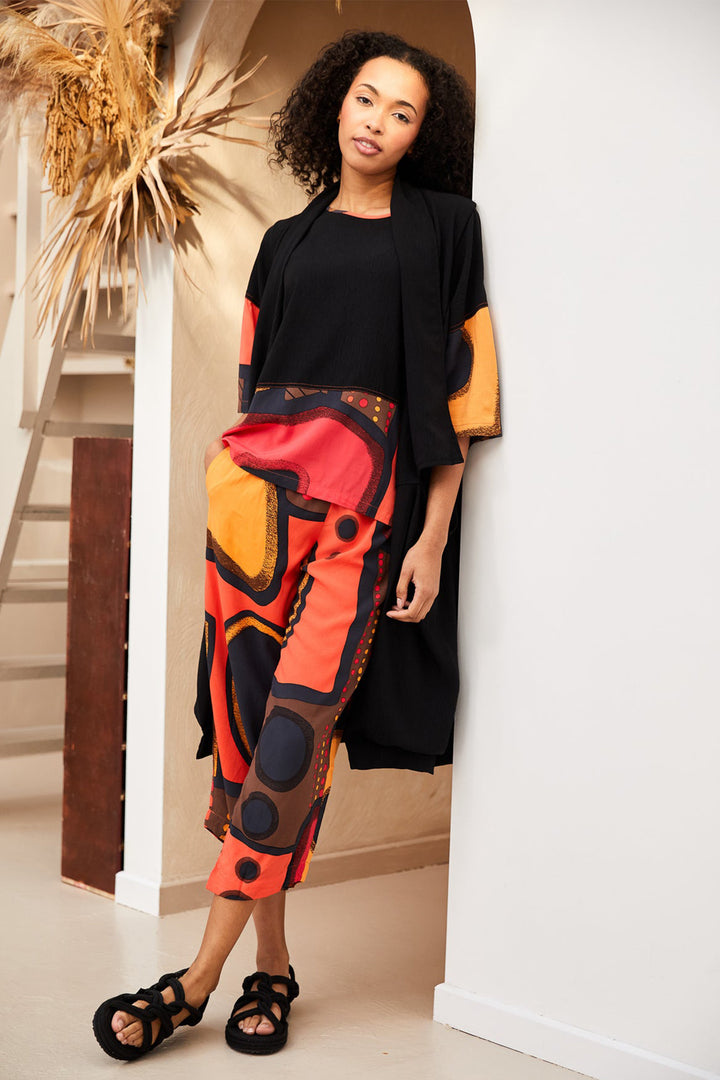 Tara Vao Livia Earth Tone Print Trousers 4527 - Experience Boutique