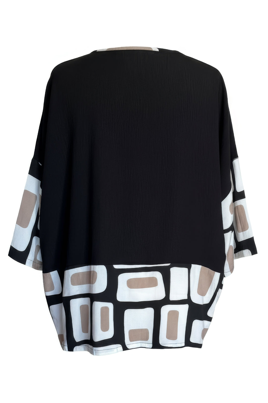 Tara Vao Magali 2057B Black Taupe Print Top