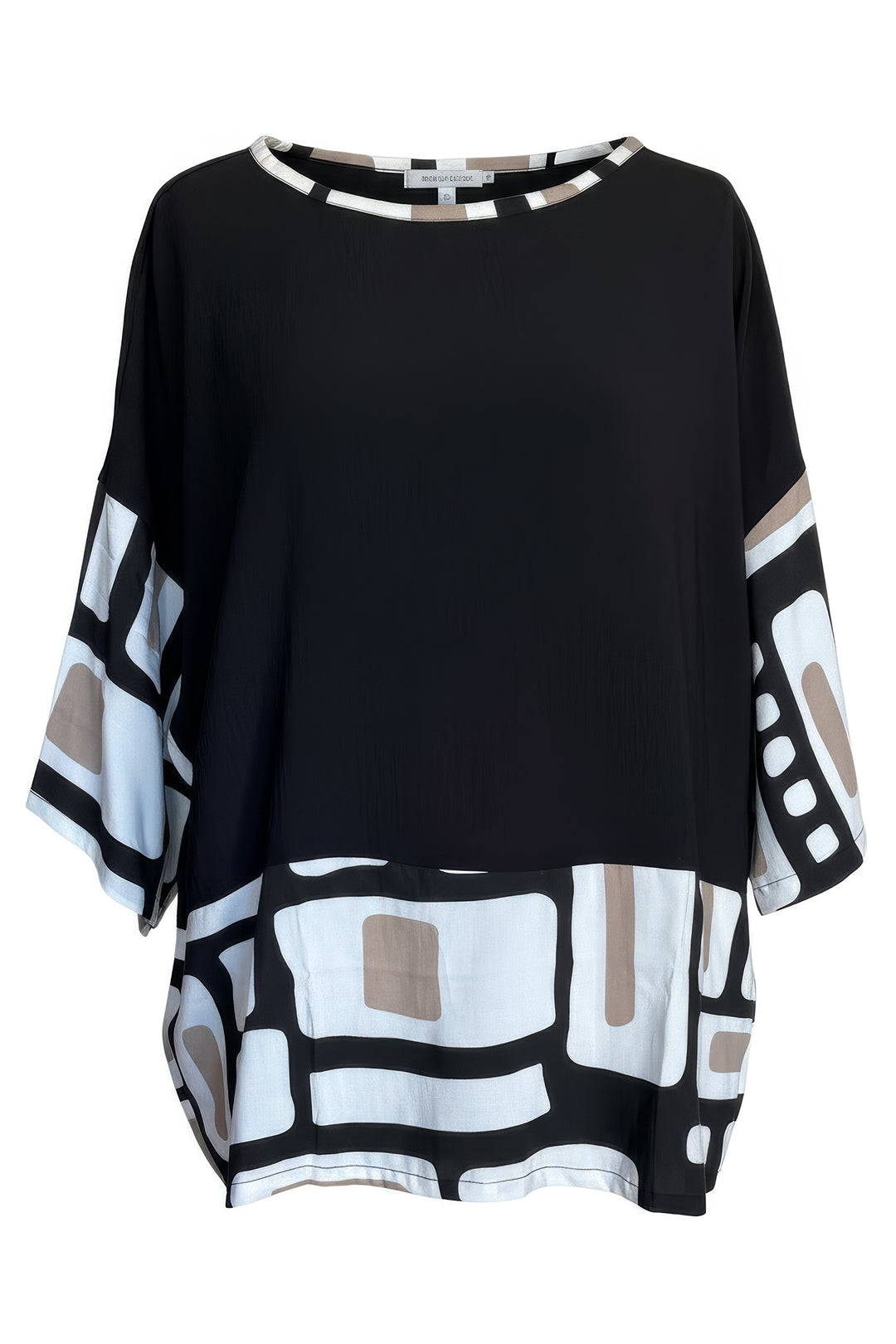 Tara Vao Magali 2057B Black Taupe Print Top