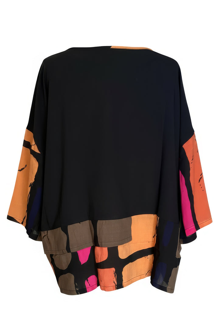 Tara Vao Manna 2137B Black Multicolour Print Top