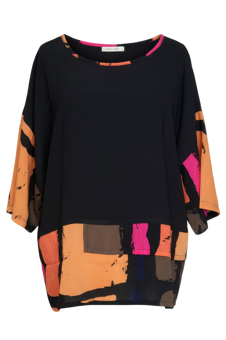Tara Vao Manna 2137B Black Multicolour Print Top