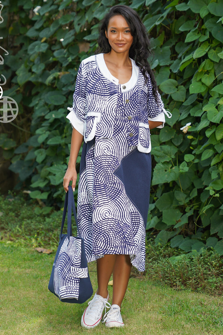 Tara Vao Martha 8175N Navy Circle Print Dress