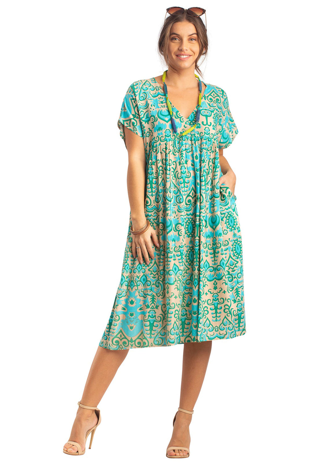 Terre Rouge GS58-7ART Green Arabesques Vert Dress - Experience Boutique